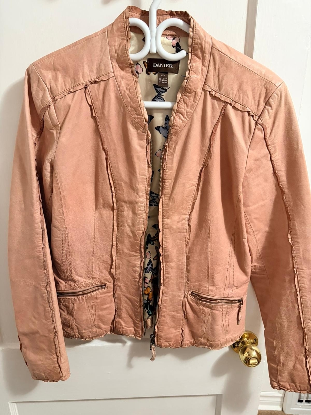 Danier Blush Pink Leather Jacket